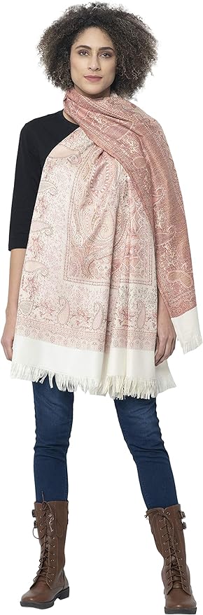 Women's Pashmina Wool Blend Indian Handicraft Woven Shawls, Scarf, Wraps