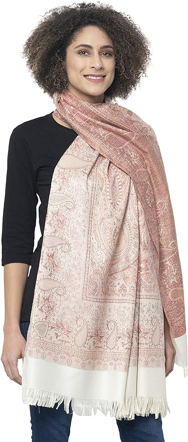 Women's Pashmina Wool Blend Indian Handicraft Woven Shawls, Scarf, Wraps