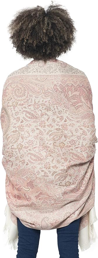 Women's Pashmina Wool Blend Indian Handicraft Woven Shawls, Scarf, Wraps